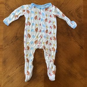 Kickee pants 3-6 months one piece footie snaps flip mittens circus animal print